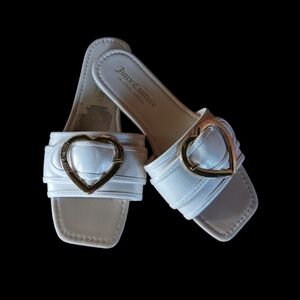 Juicy Couture White Sandals with Gold Heart Detail